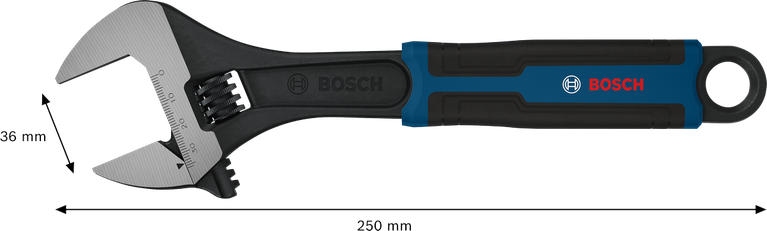 Cờ lê điều chỉnh Bosch 250 mm với độ mở 36 mm.